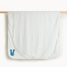Load image into Gallery viewer, Blue Baby Blanket with Bunnies, Organic Cotton
