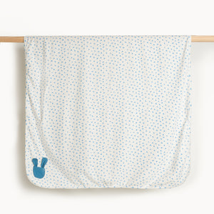 Blue Baby Blanket with Bunnies, Organic Cotton