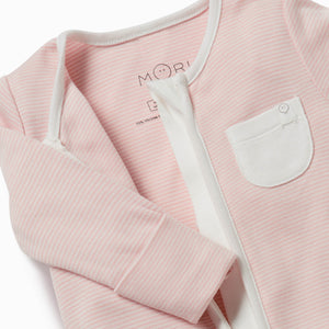 Organic cotton pink baby Mori sleepsuit 